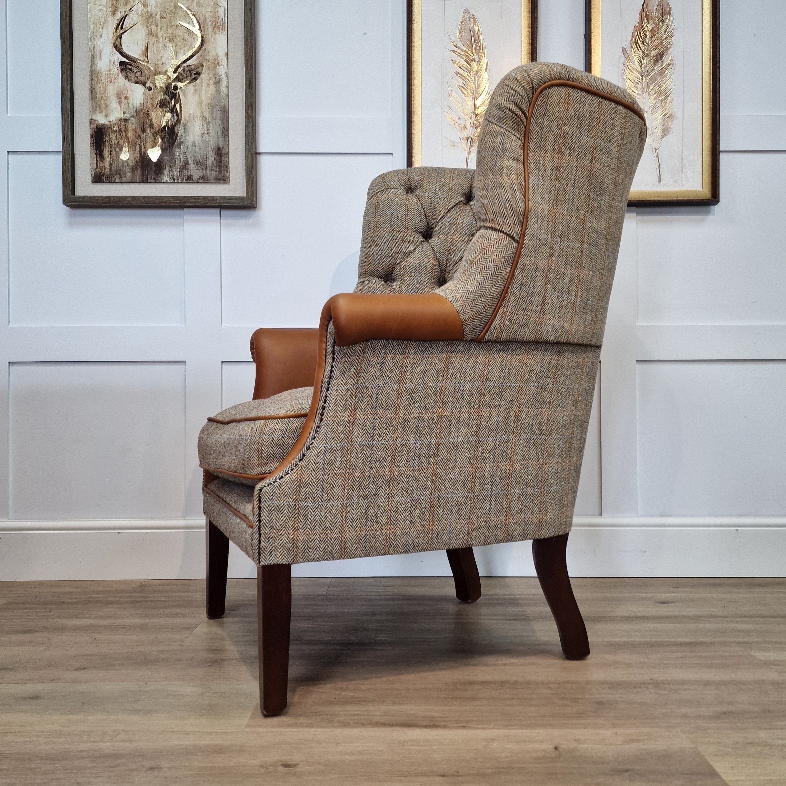 Harris Tweed & Leather Armchair | Norman – Rydan Interiors