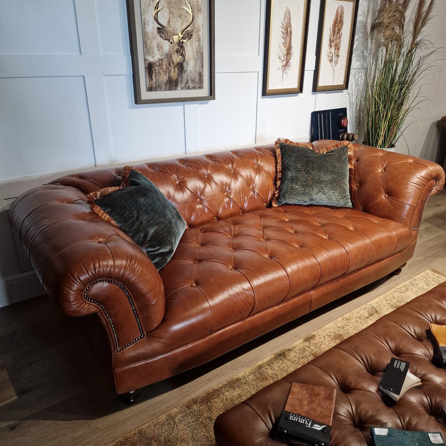 Deep Leather Chesterfield with Sprung Seat | Norfolk