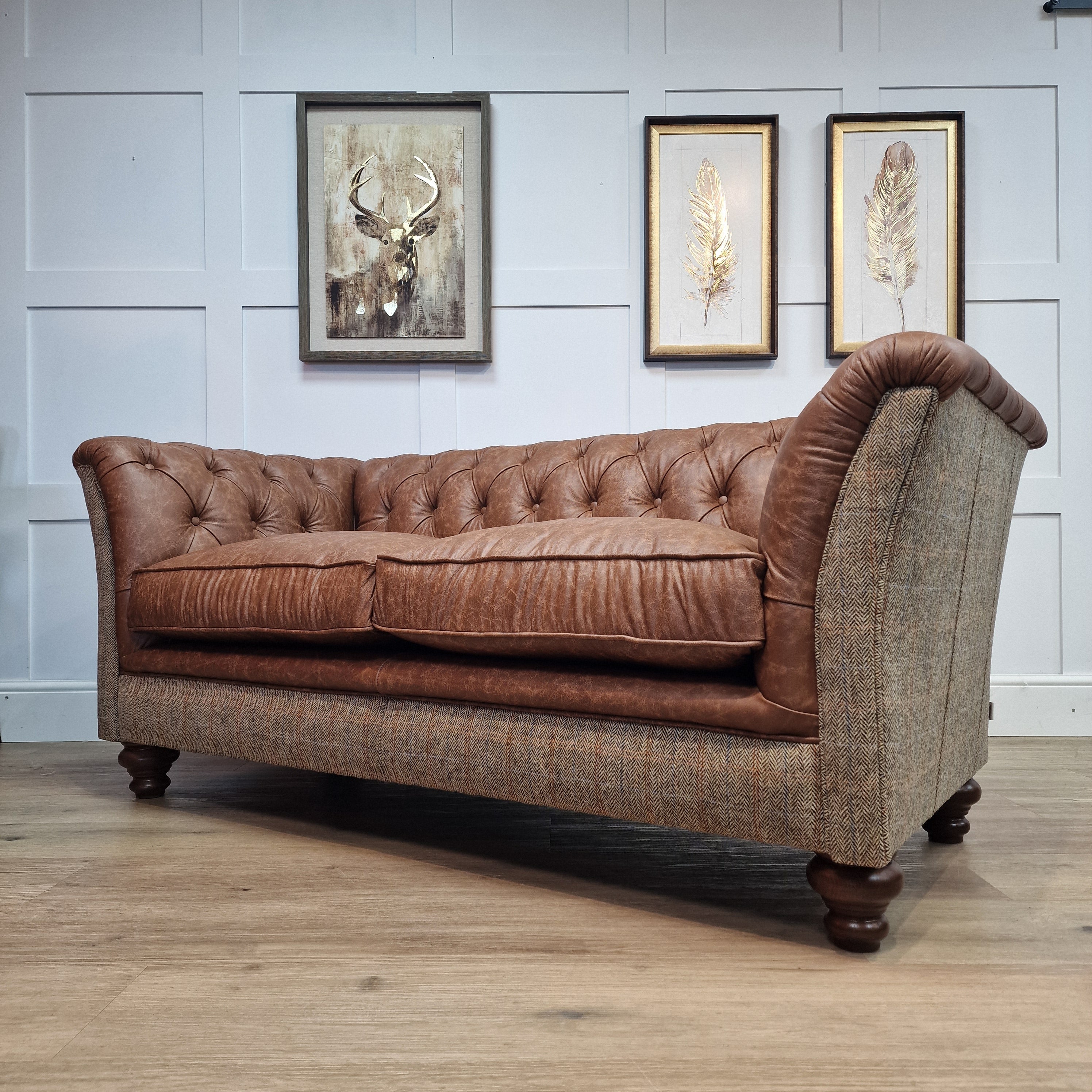 Perth Harris Tweed & Scratch Resistant Leather Sofa | Rydan Interiors