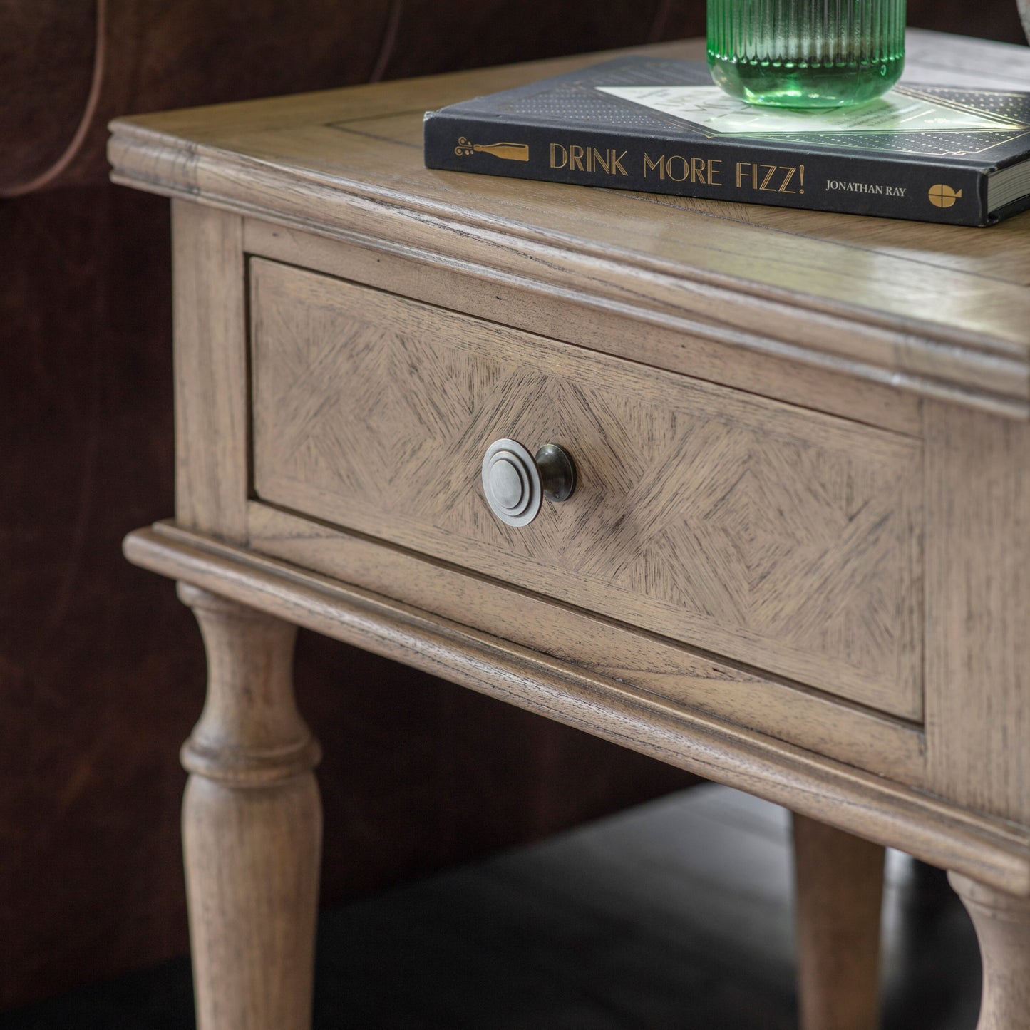 Colonial Parquet Inlay 1 Drawer Side Table