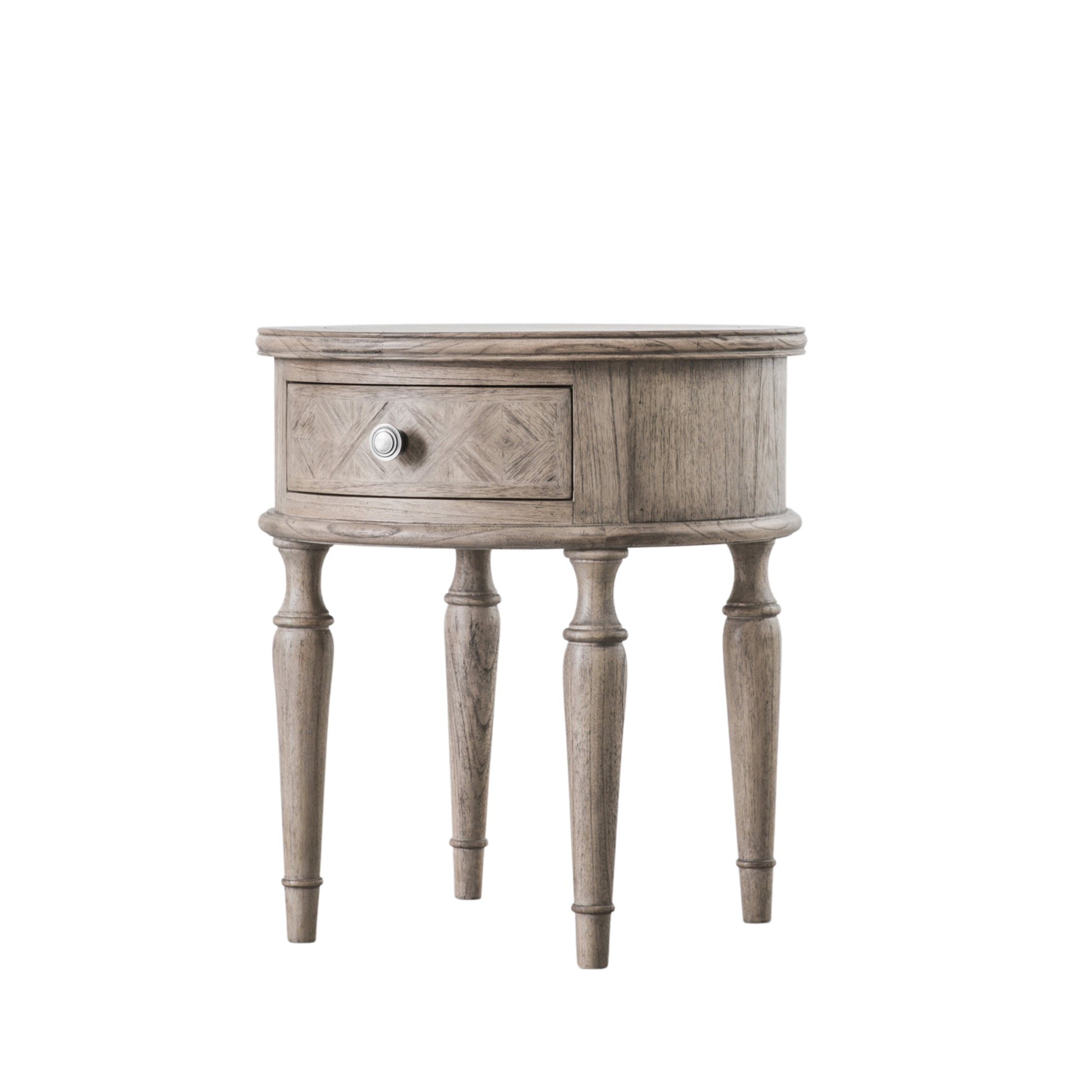 Colonial Parquet Inlay Round 1 Drawer Side Table 