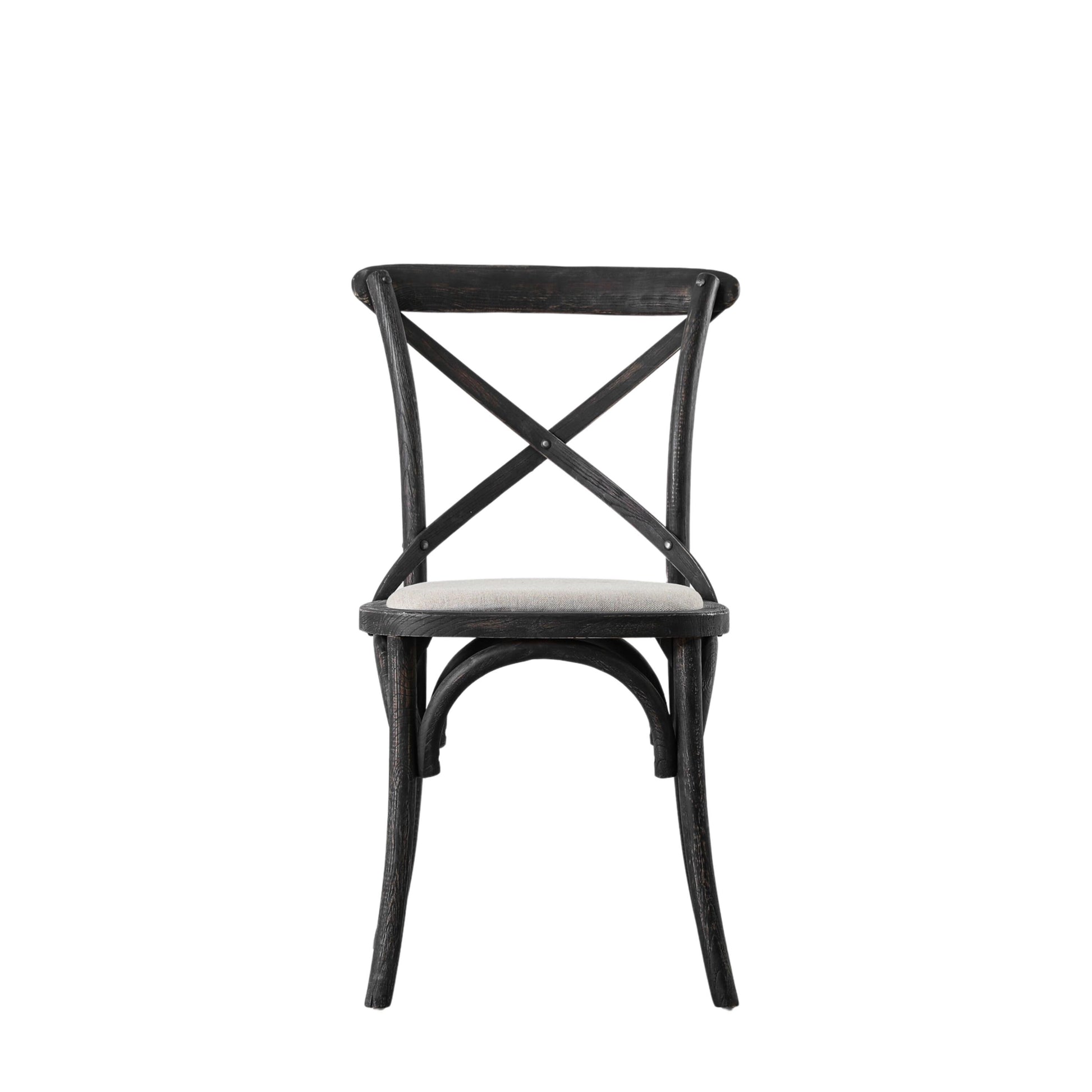 Wooden X Back Dining Chair |Black Linen (2 Pack)