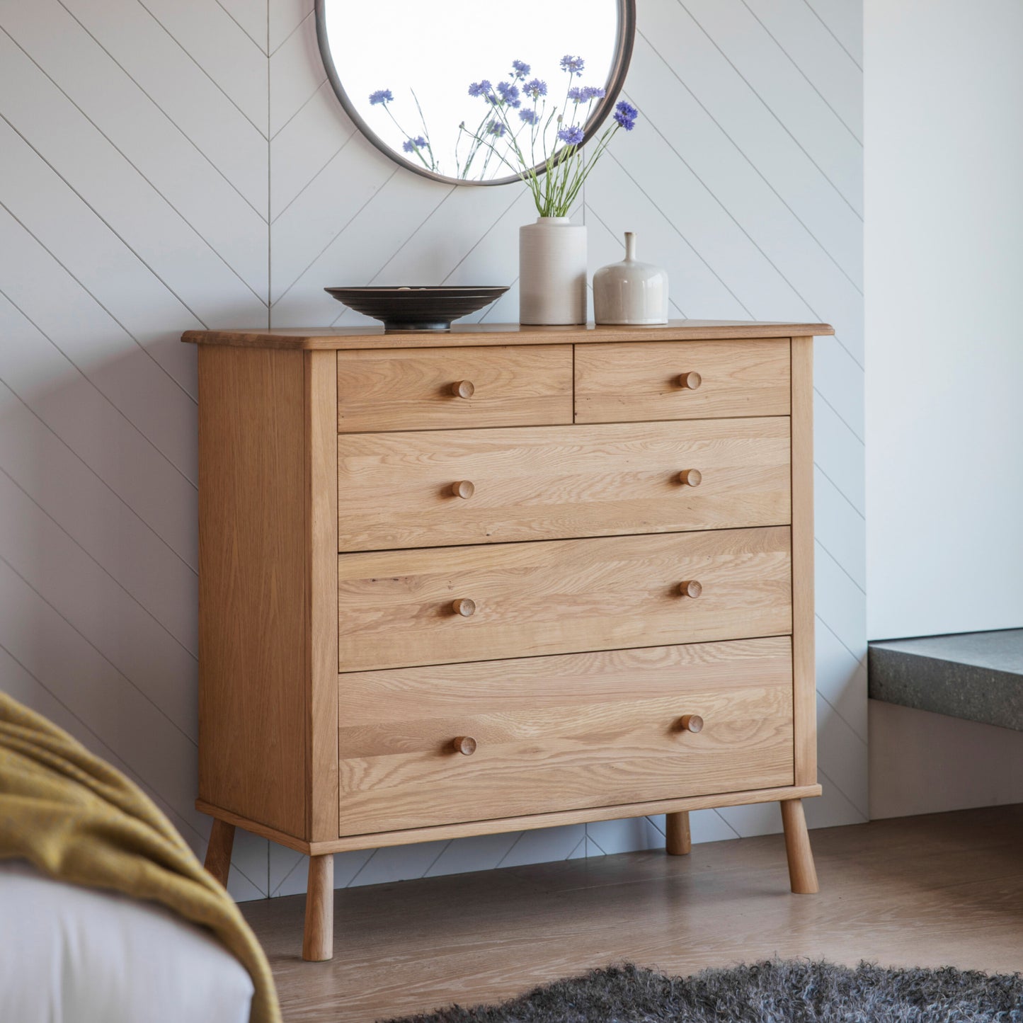 Emiko Metal And Wood 5 Drawer Chest | Natural