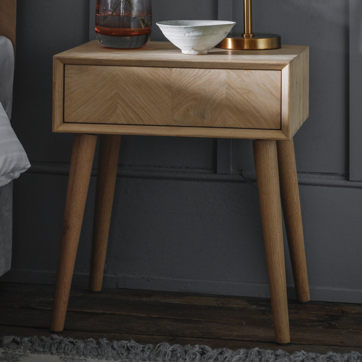 Chevron 1 Drawer Side Table