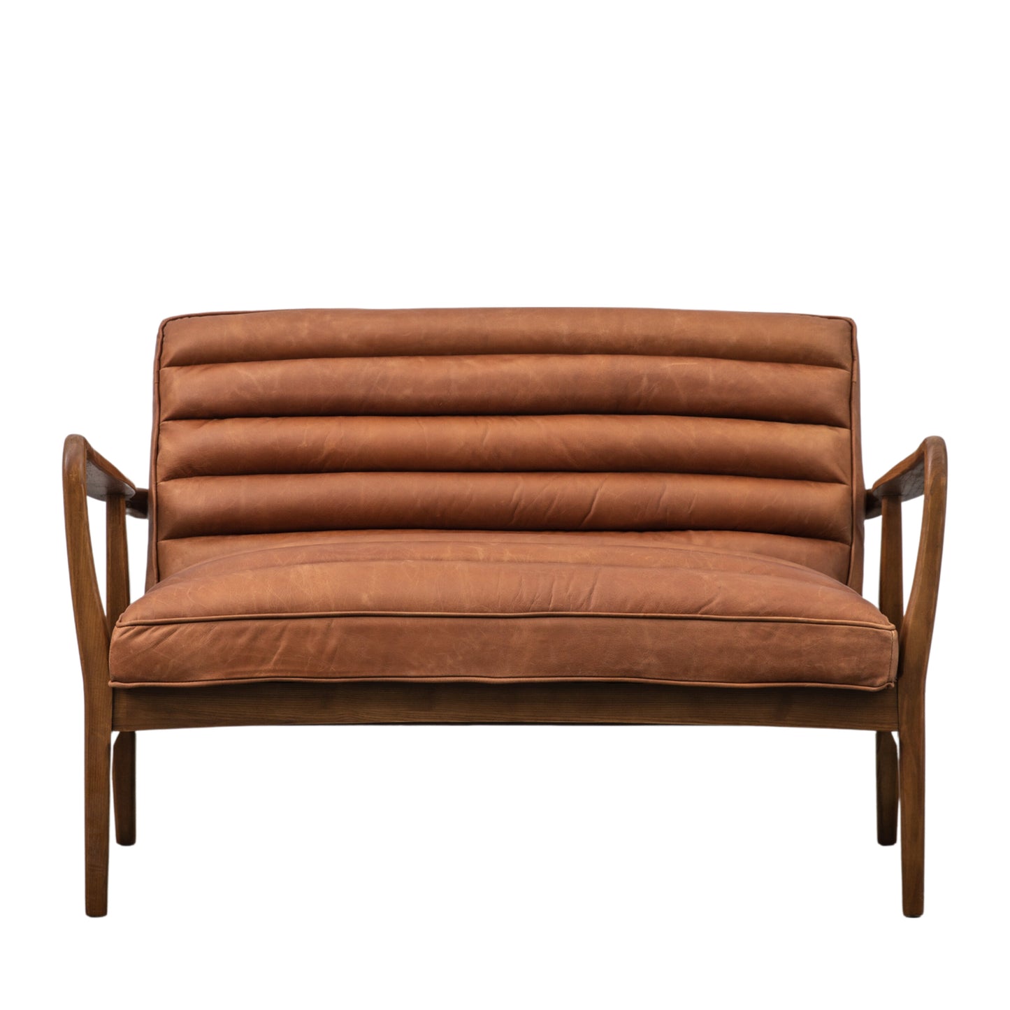 Ribbed 2 Seater Sofa | Vintage Brown Leather