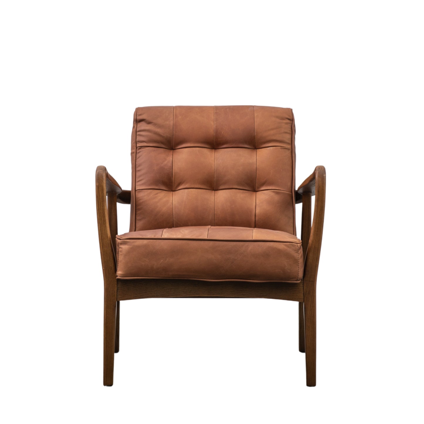Lucas Oak Frame Armchair | Vintage Brown Leather