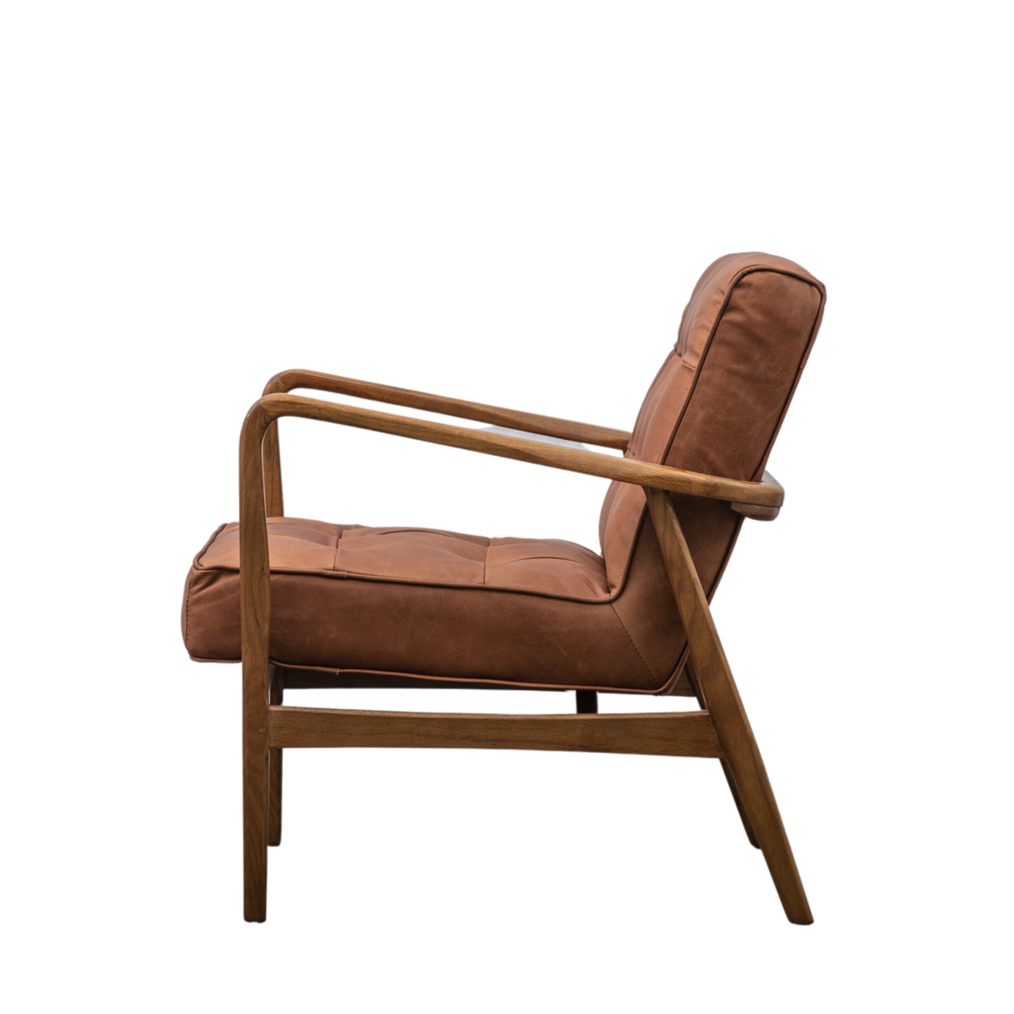 Lucas Oak Frame Armchair | Vintage Brown Leather