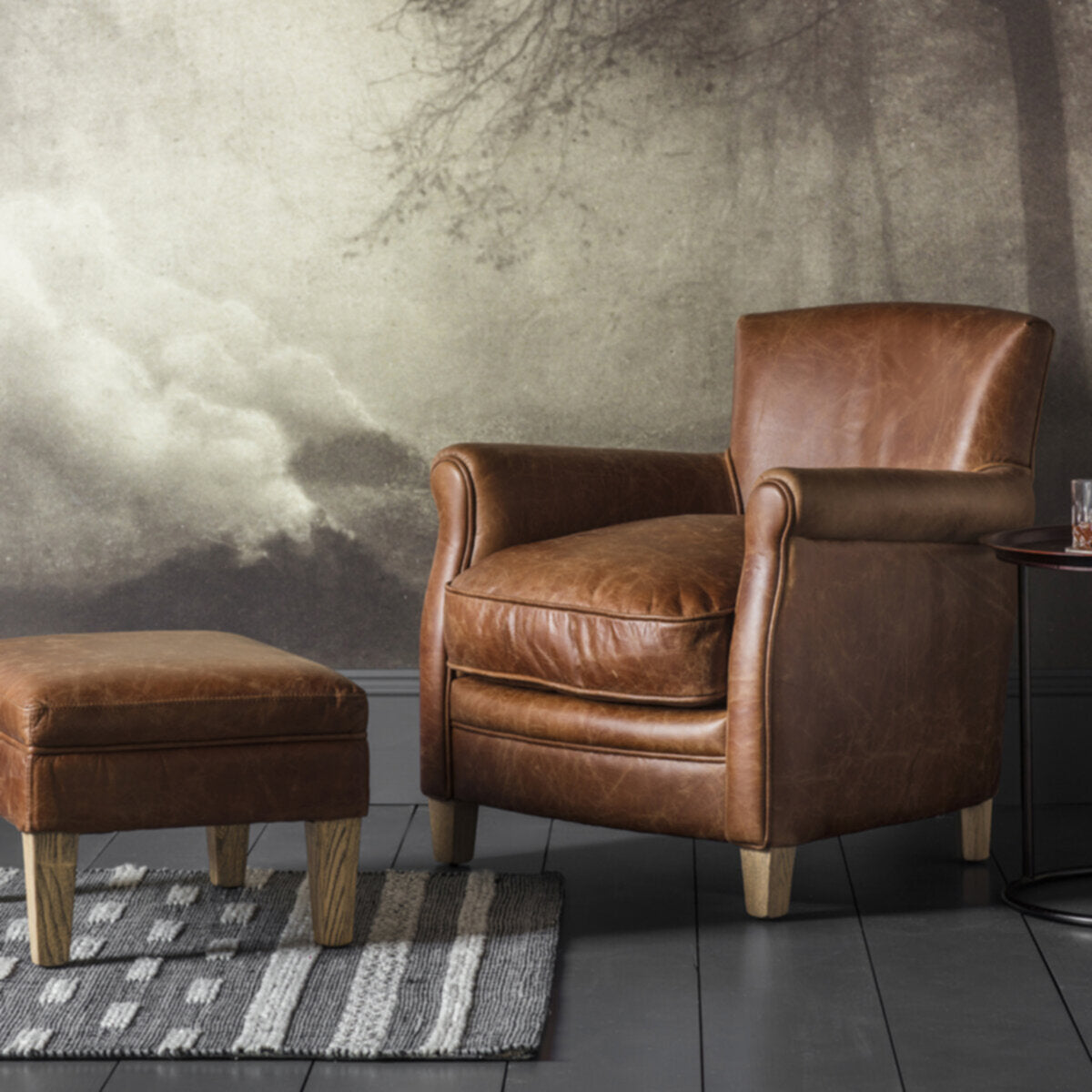 Usher Traditional Armchair | Vintage Brown Leather 