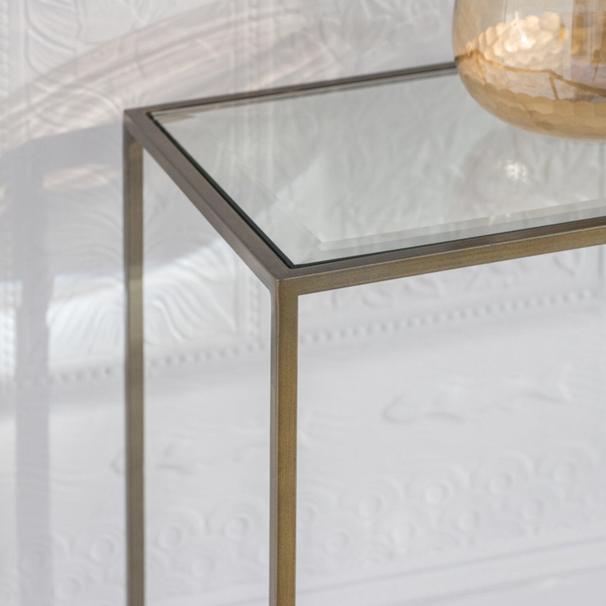 Sleek Metal And Glass Console Table | Bronze 