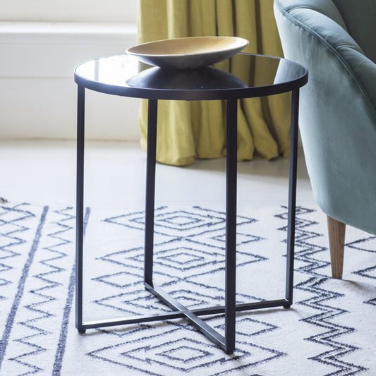 Smoked Glass Top Side Table 