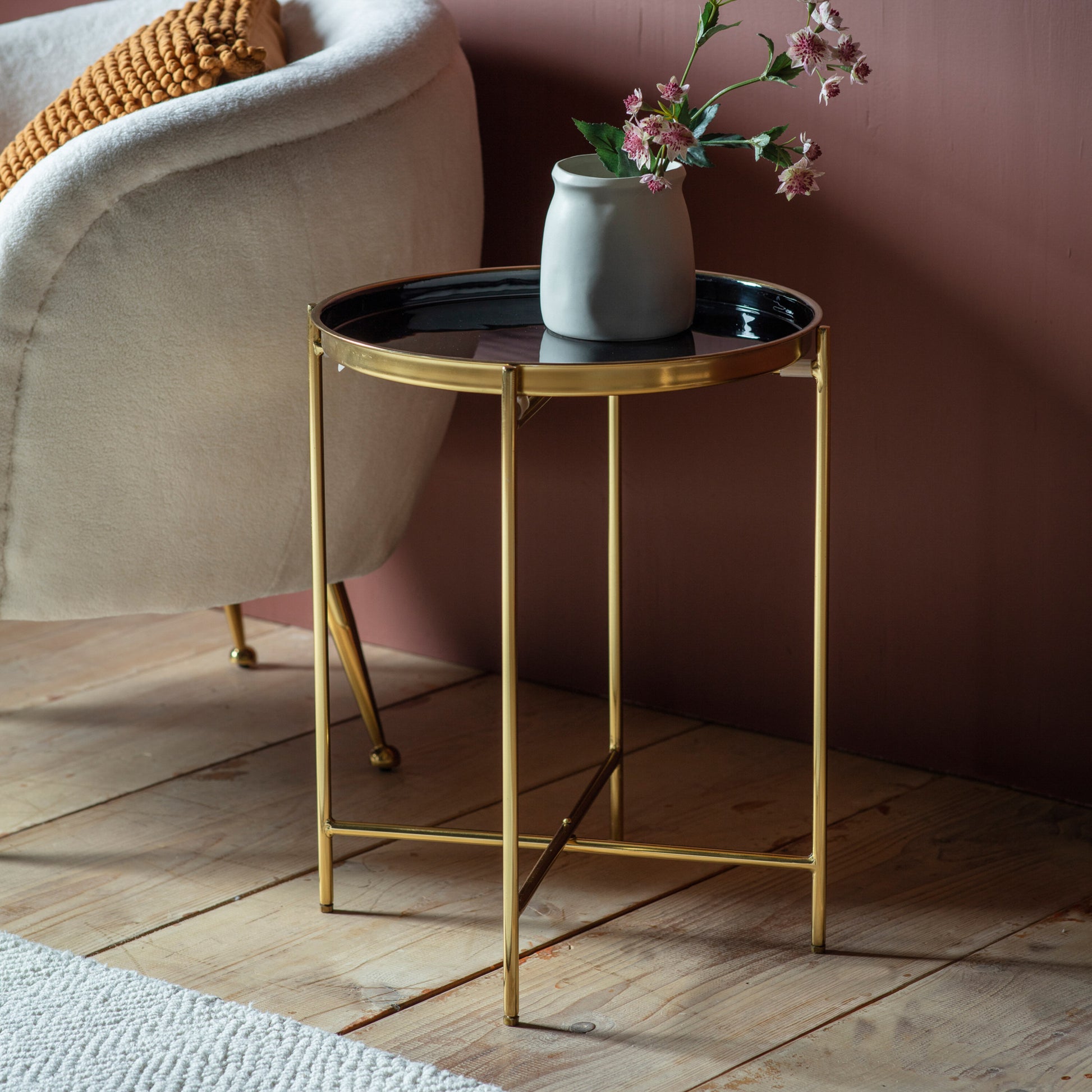 Valetta Side Table | Gold/Black 