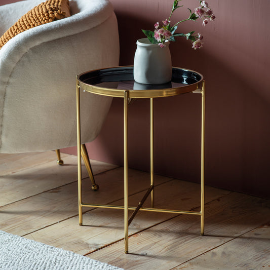 Valetta Side Table | Gold/Black 