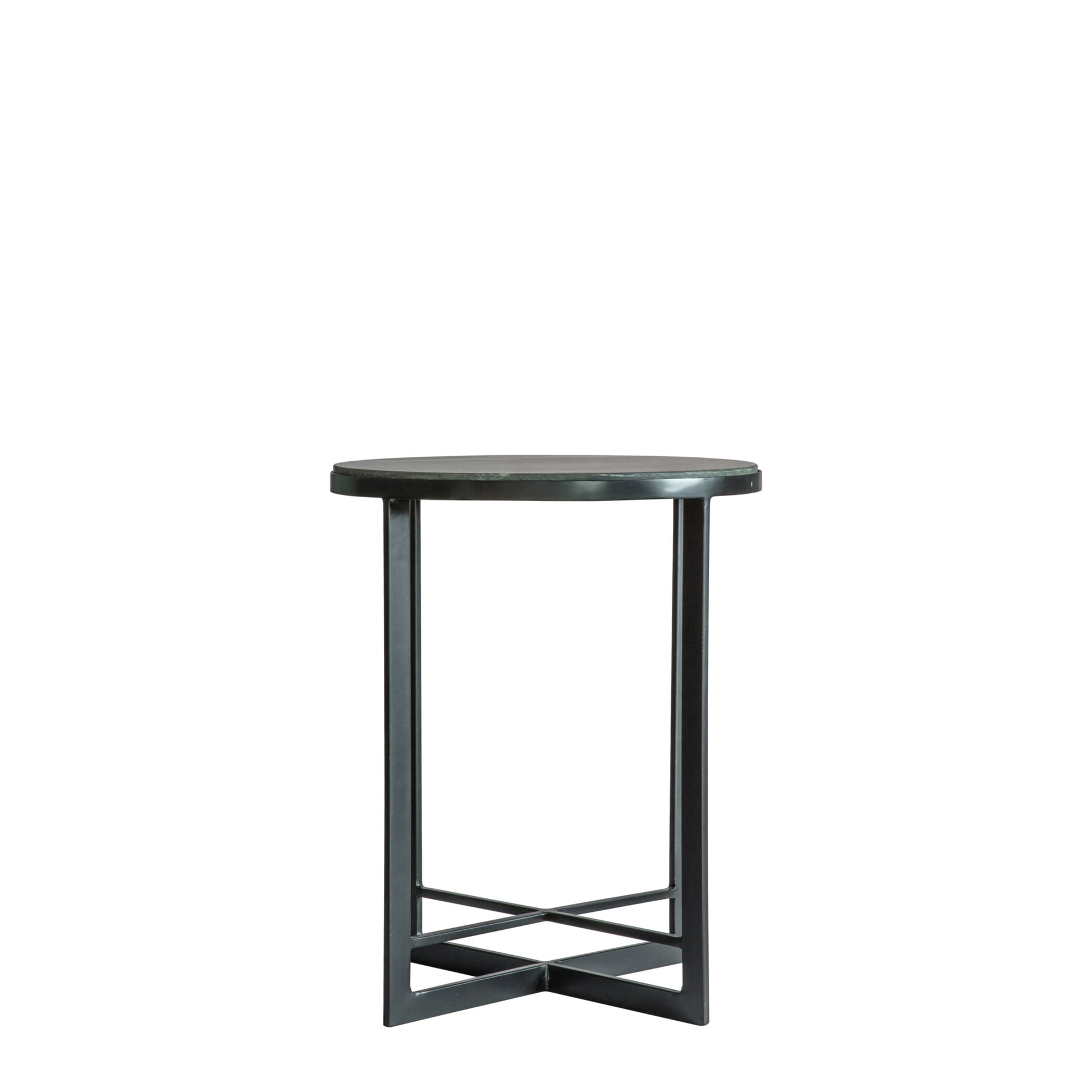 Black Marble and Iron Frame Side Table | Black