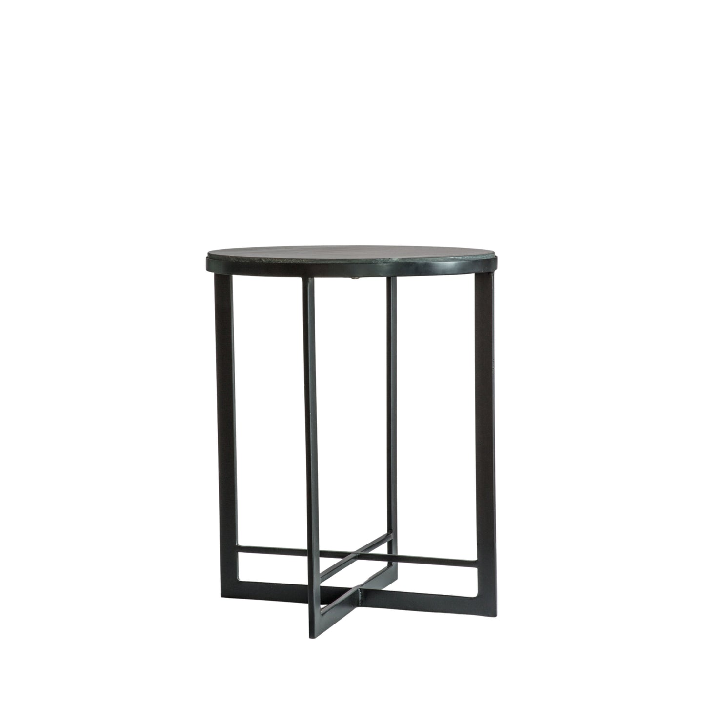 Black Marble and Iron Frame Side Table | Black