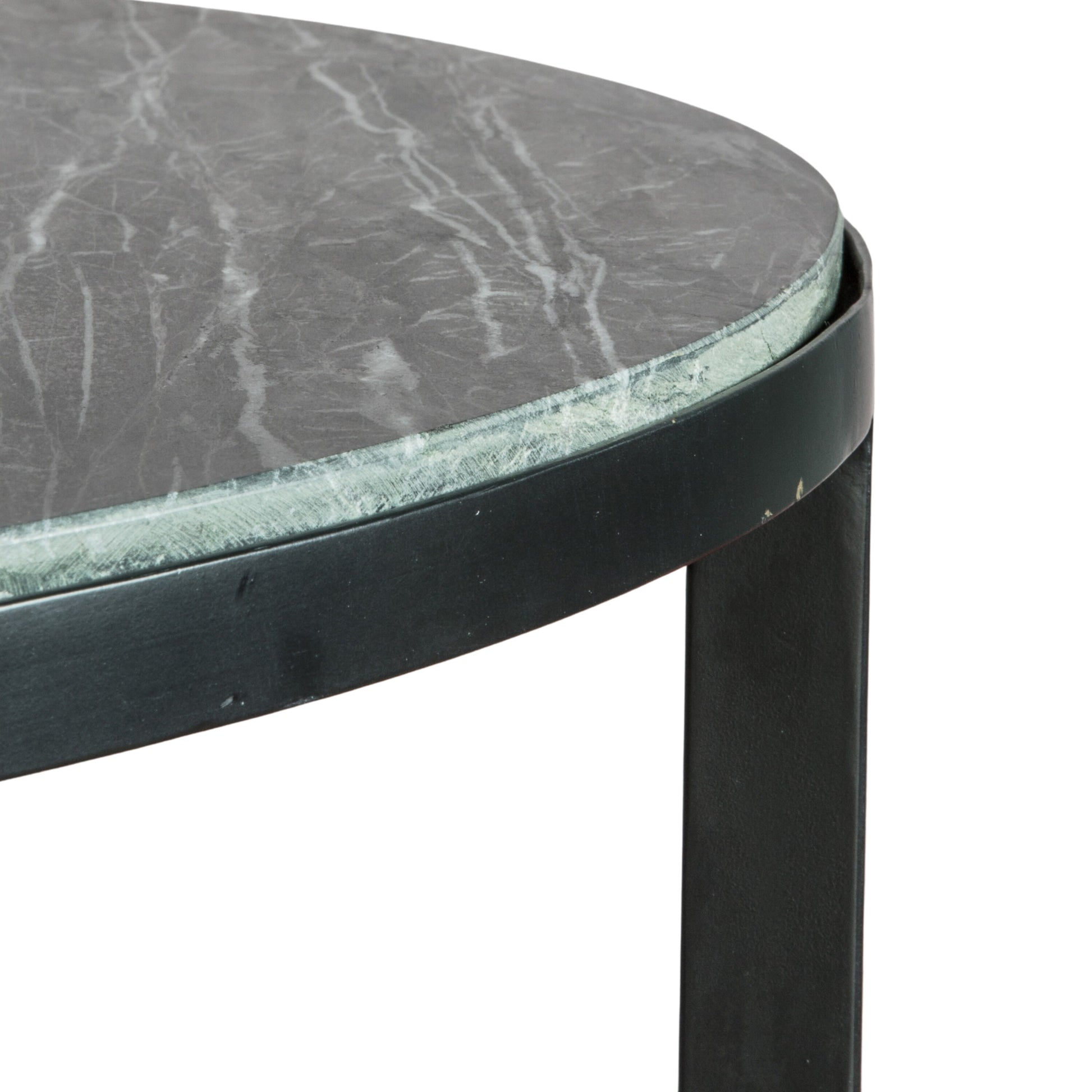 Black Marble and Iron Frame Side Table | Black