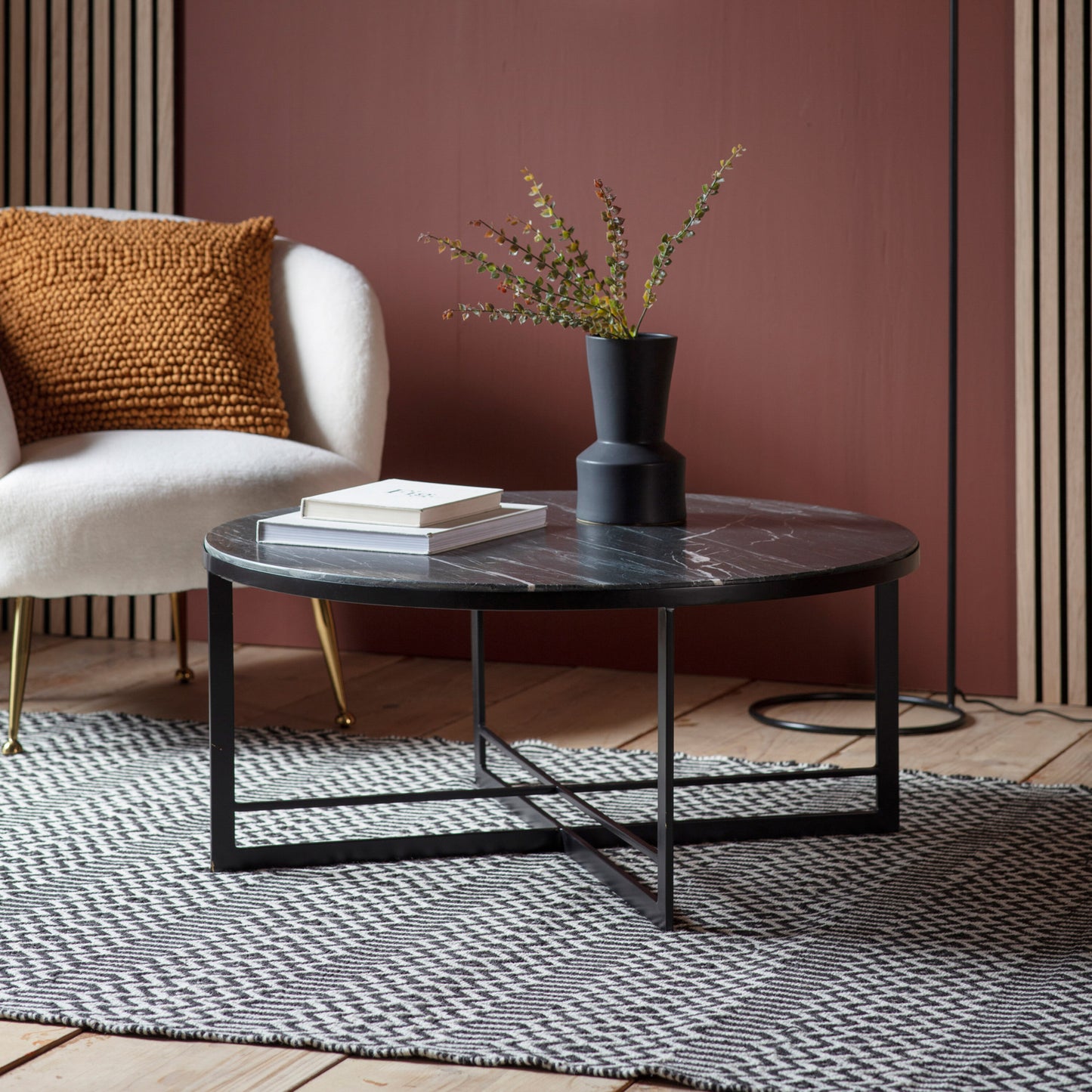 Black Marble and Iron Frame Coffee Table | Black 