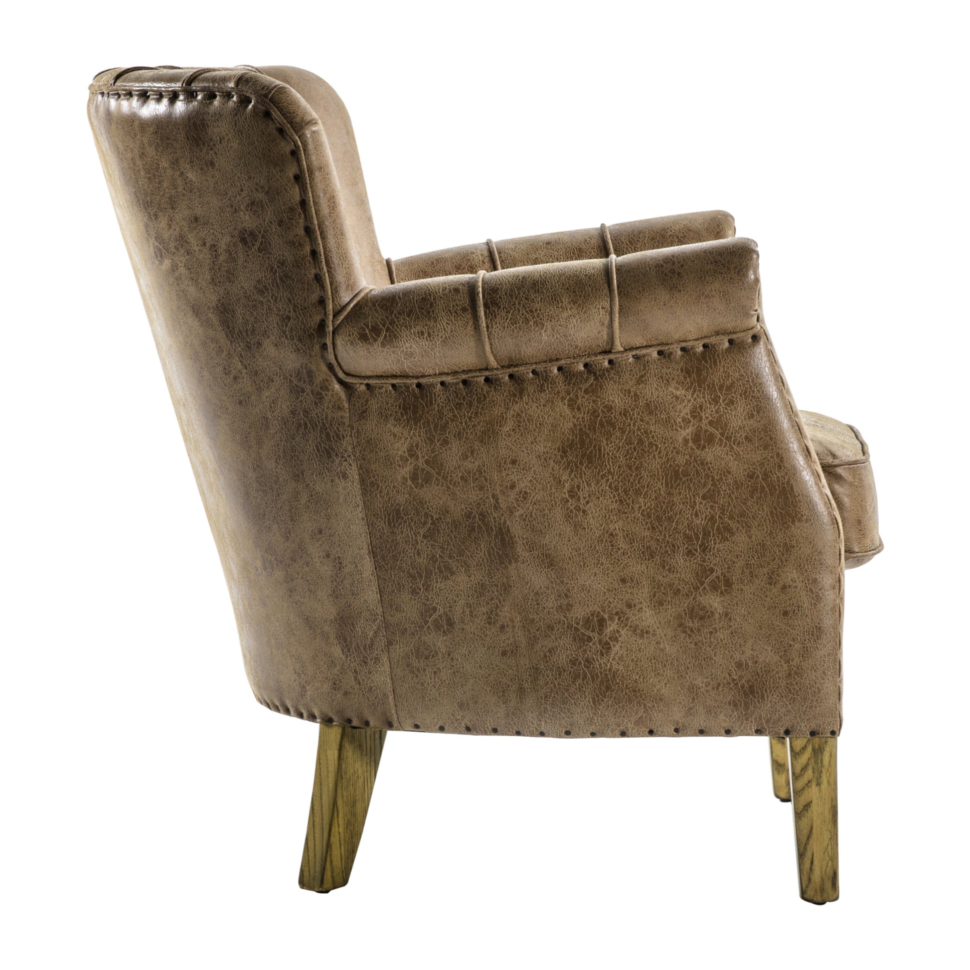 Noah Piped Leather Armchair | Brown Leather