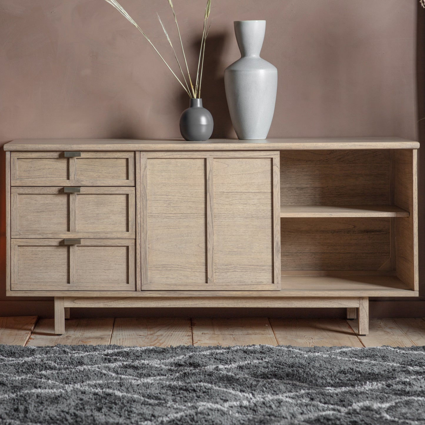 Makoto Japanese 3 Drawer 2 Door Sideboard 