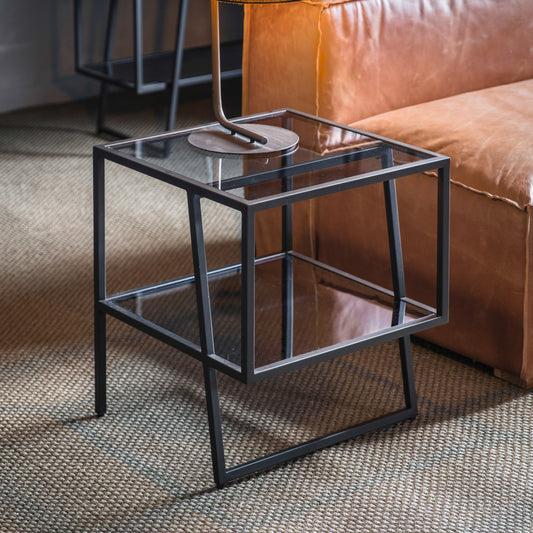 Rudy Glass And Iron Side Table