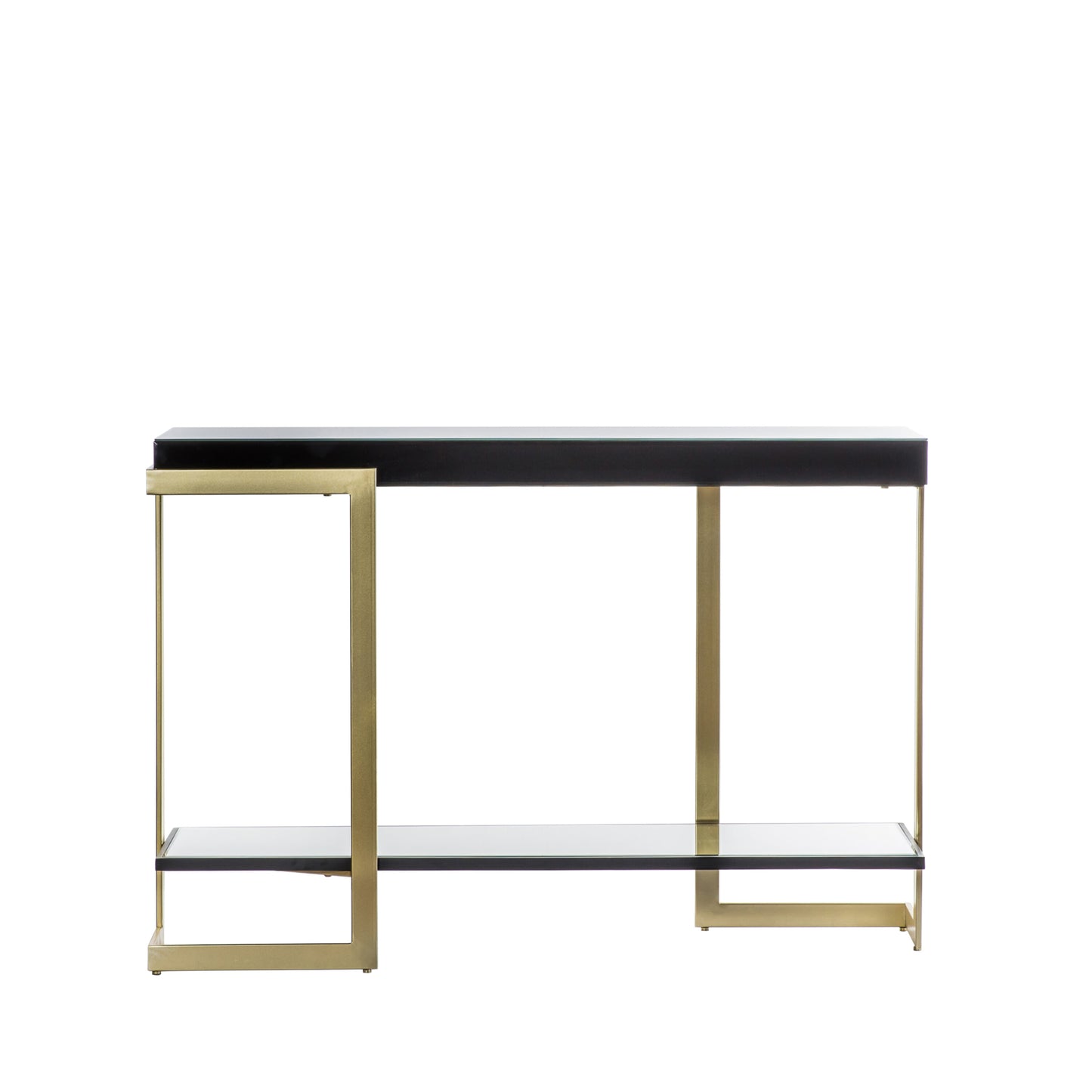 Black Glass And Gold Frame Console Table 