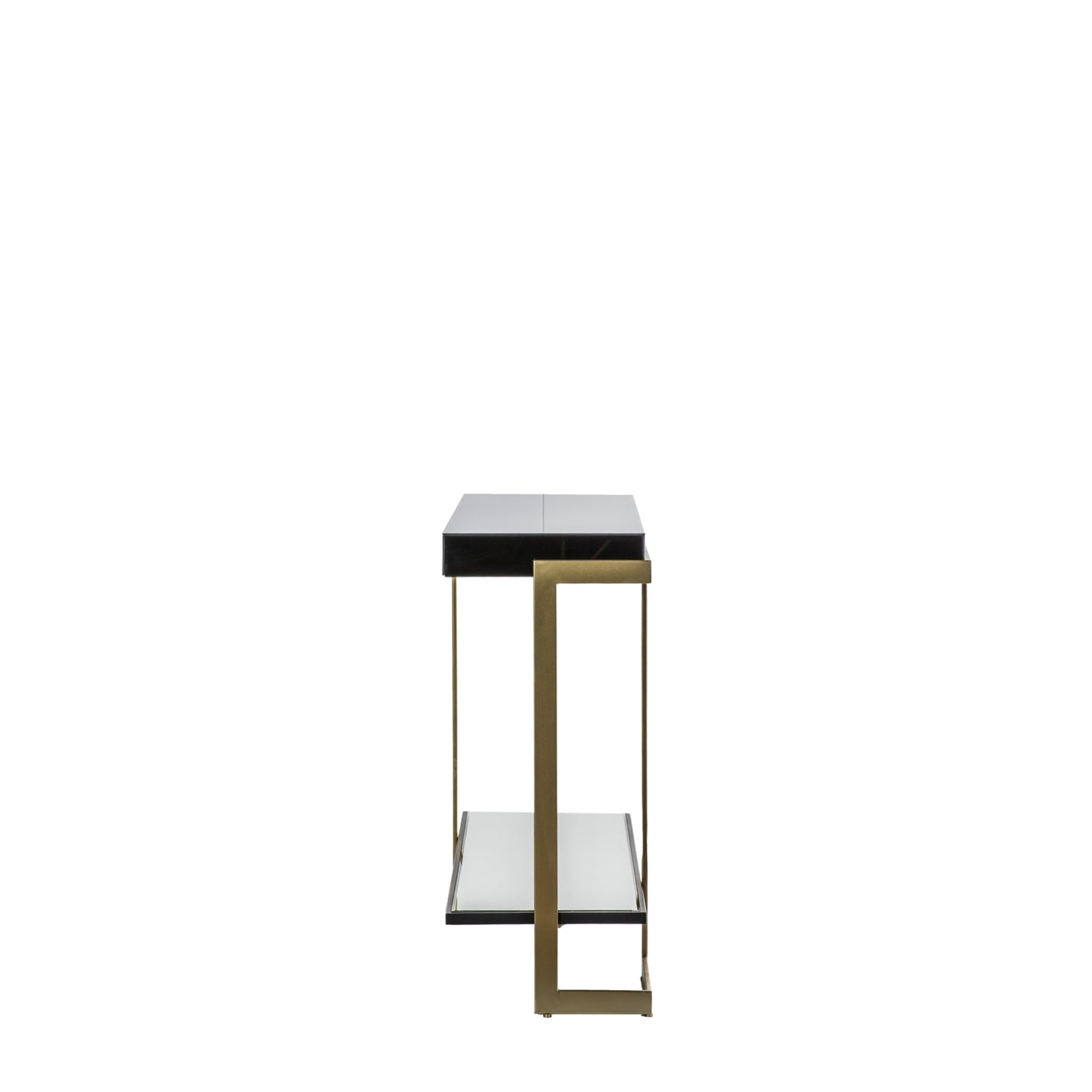 Black Glass And Gold Frame Console Table 