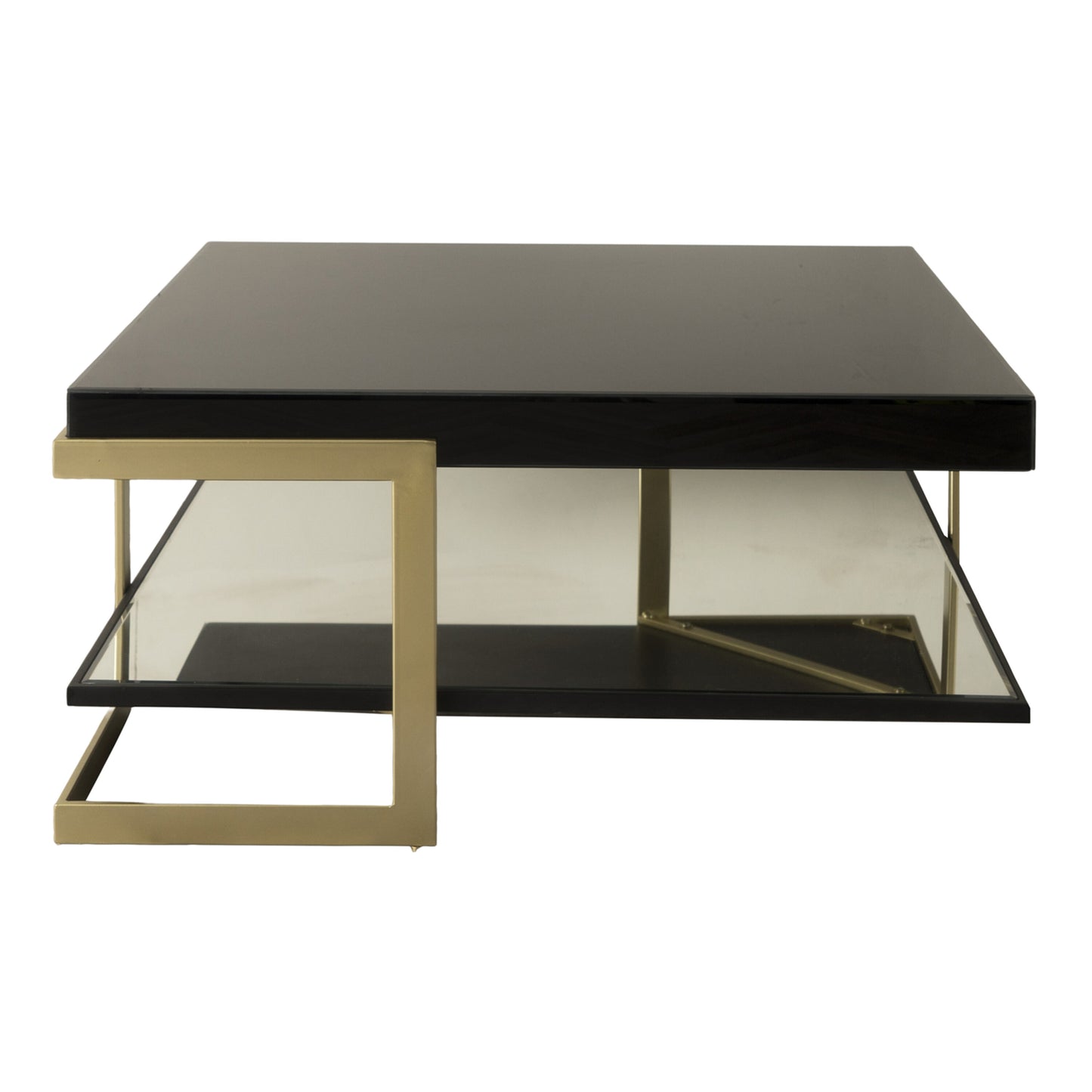 Black Glass And Gold Frame Coffee Table