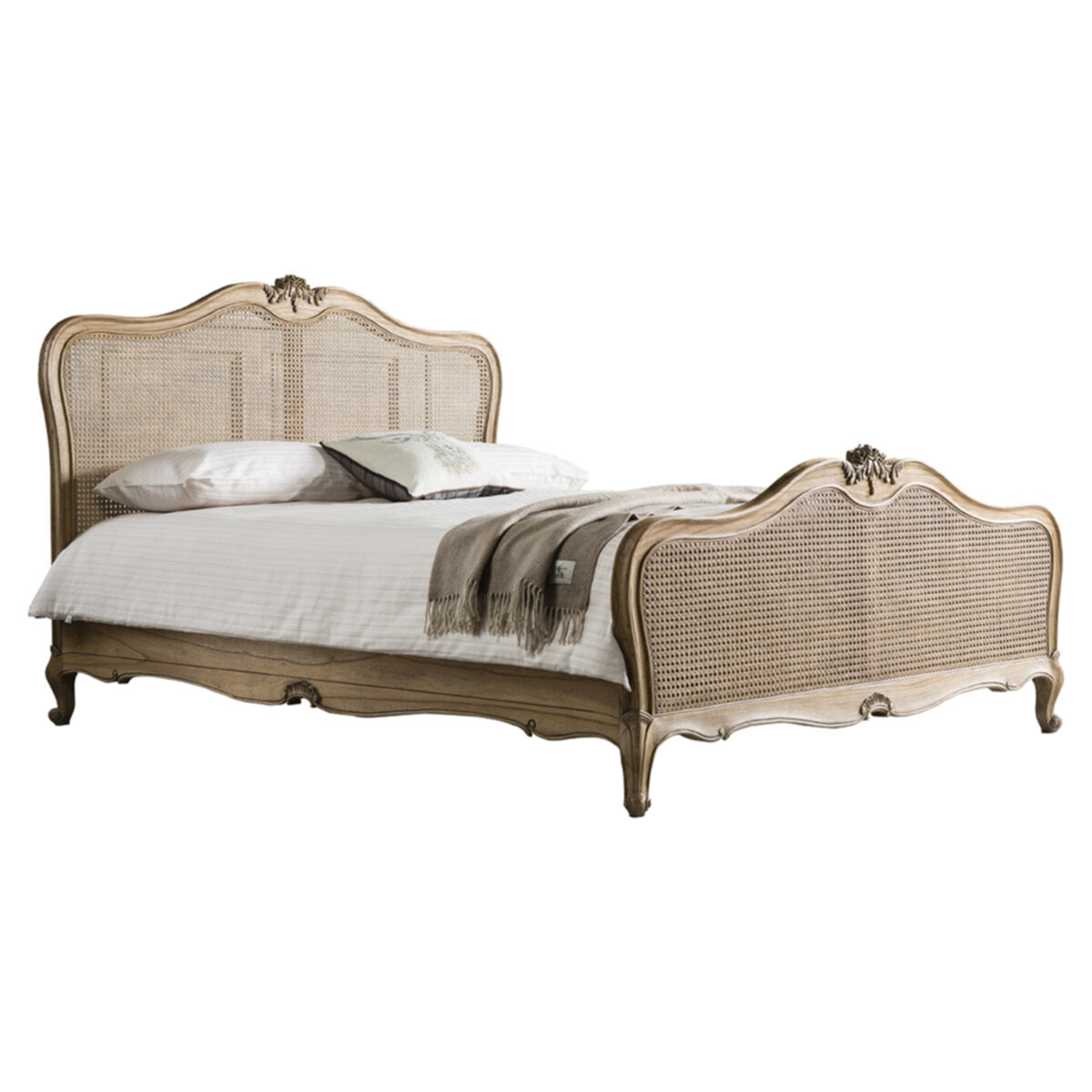 French Chic King Size Cane Bed Weathered