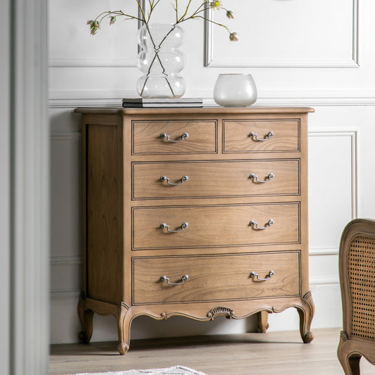 French Chic 5 Drawer Chest | Weathered