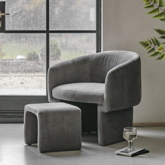 Ava Armchair and Footstool | Anthracite