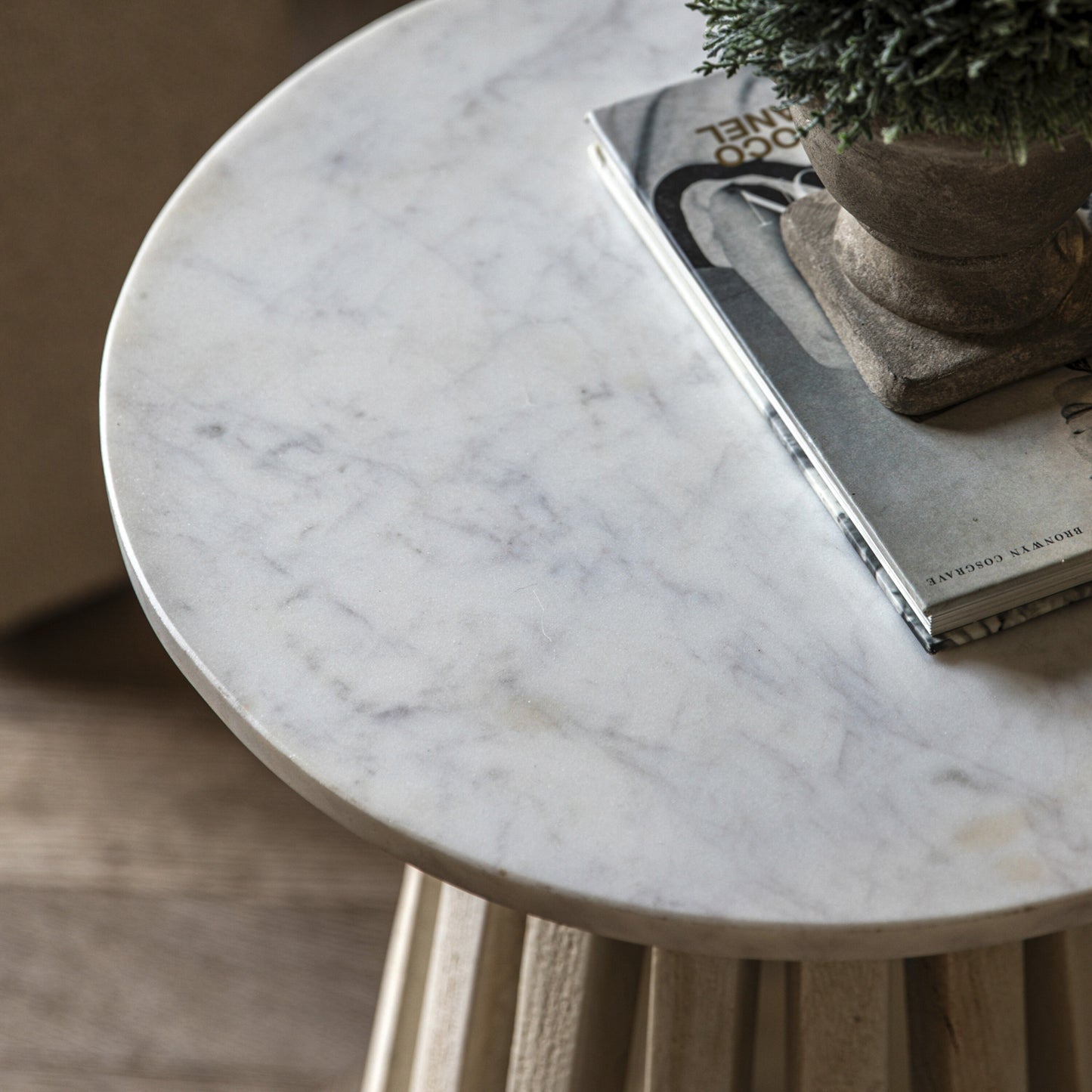 White Marble Top Side Table 
