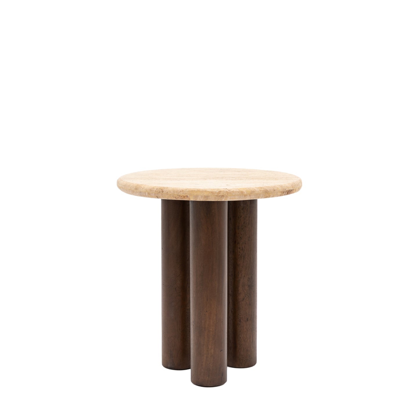 Kaori Dark Wood And Travertine Side Table