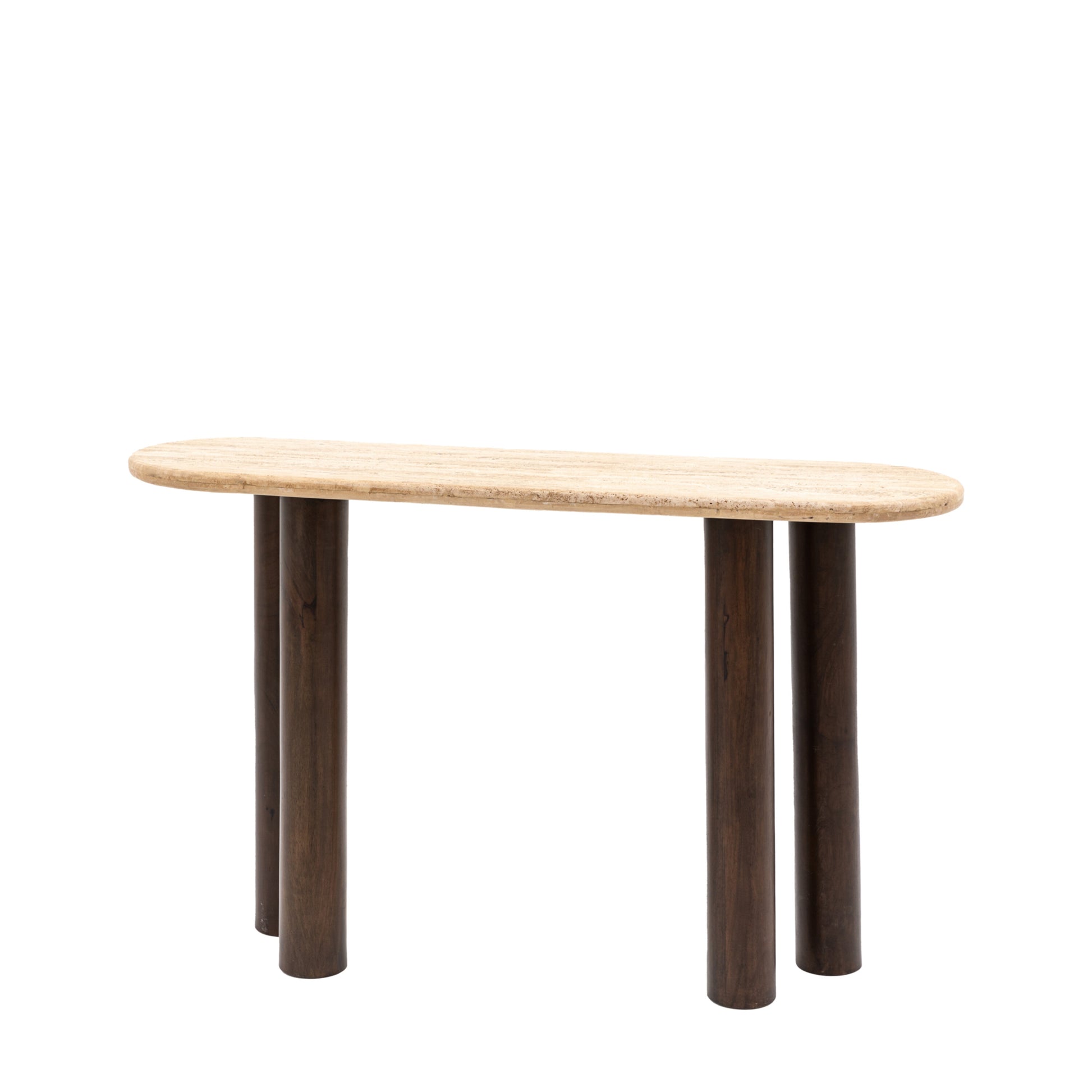 Kaori Dark Wood And Travertine Console Table 