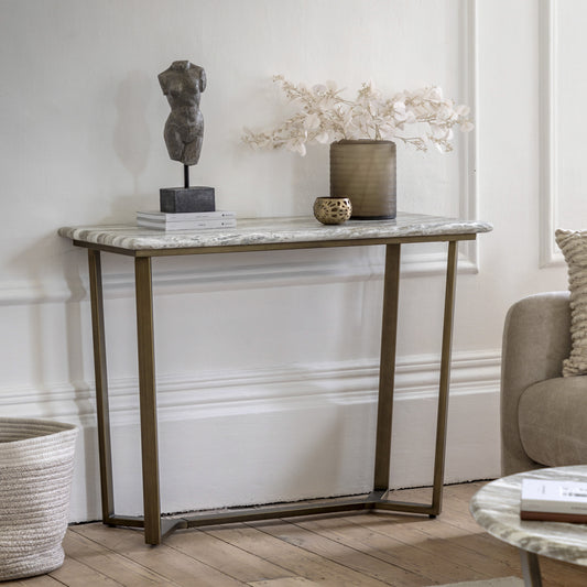 Faux Marble Console Table 