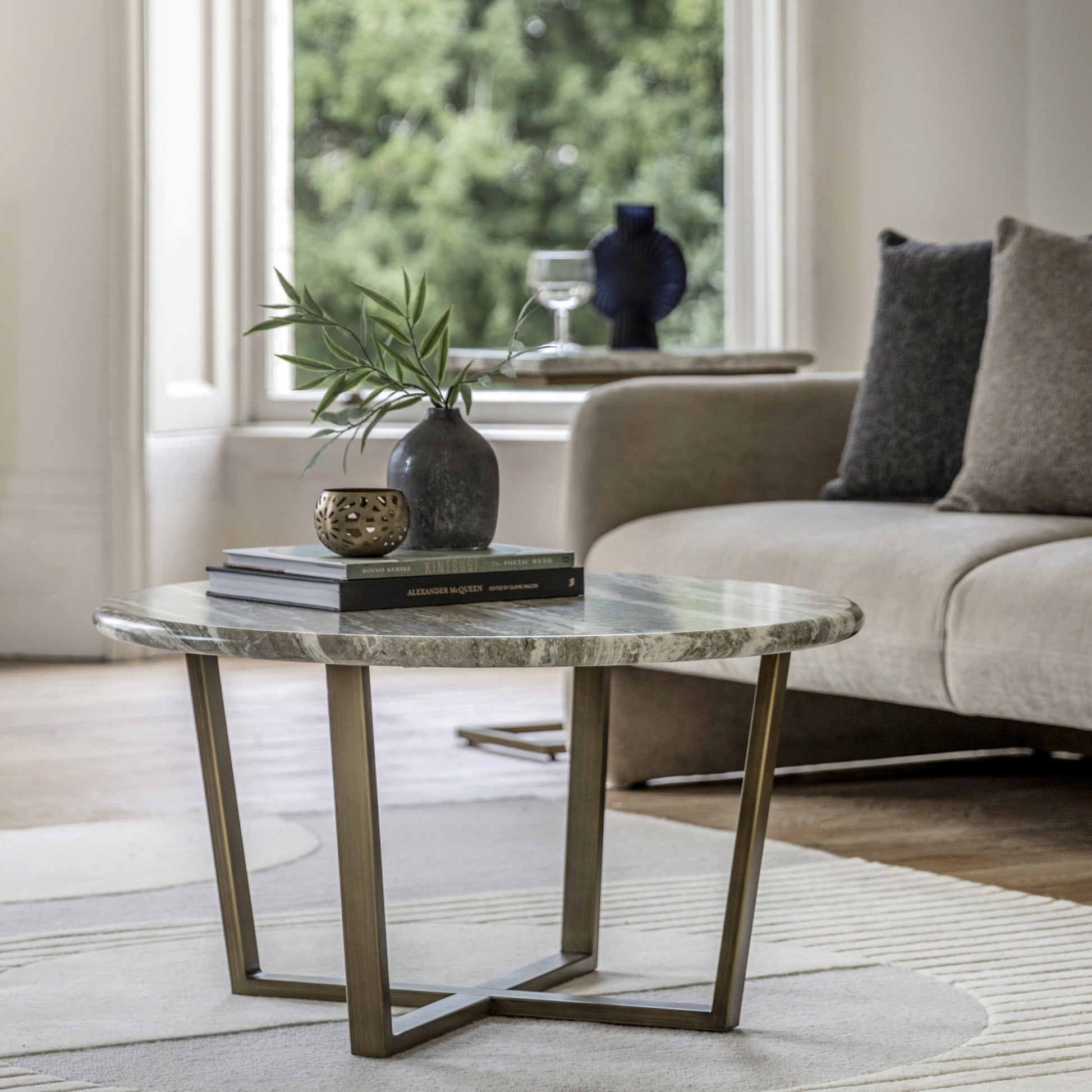 Faux Marble Round Coffee Table