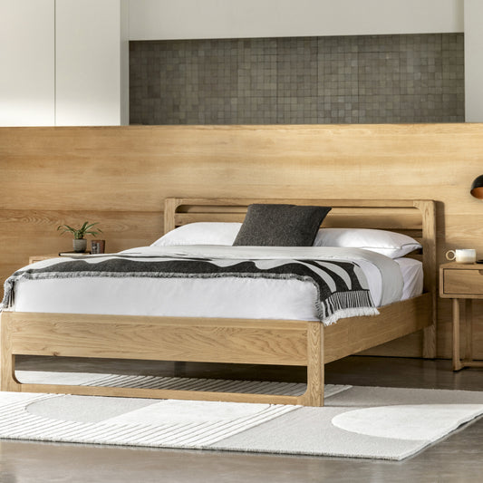 Scandi Exposed Wooden Frame Double Bed | Natural