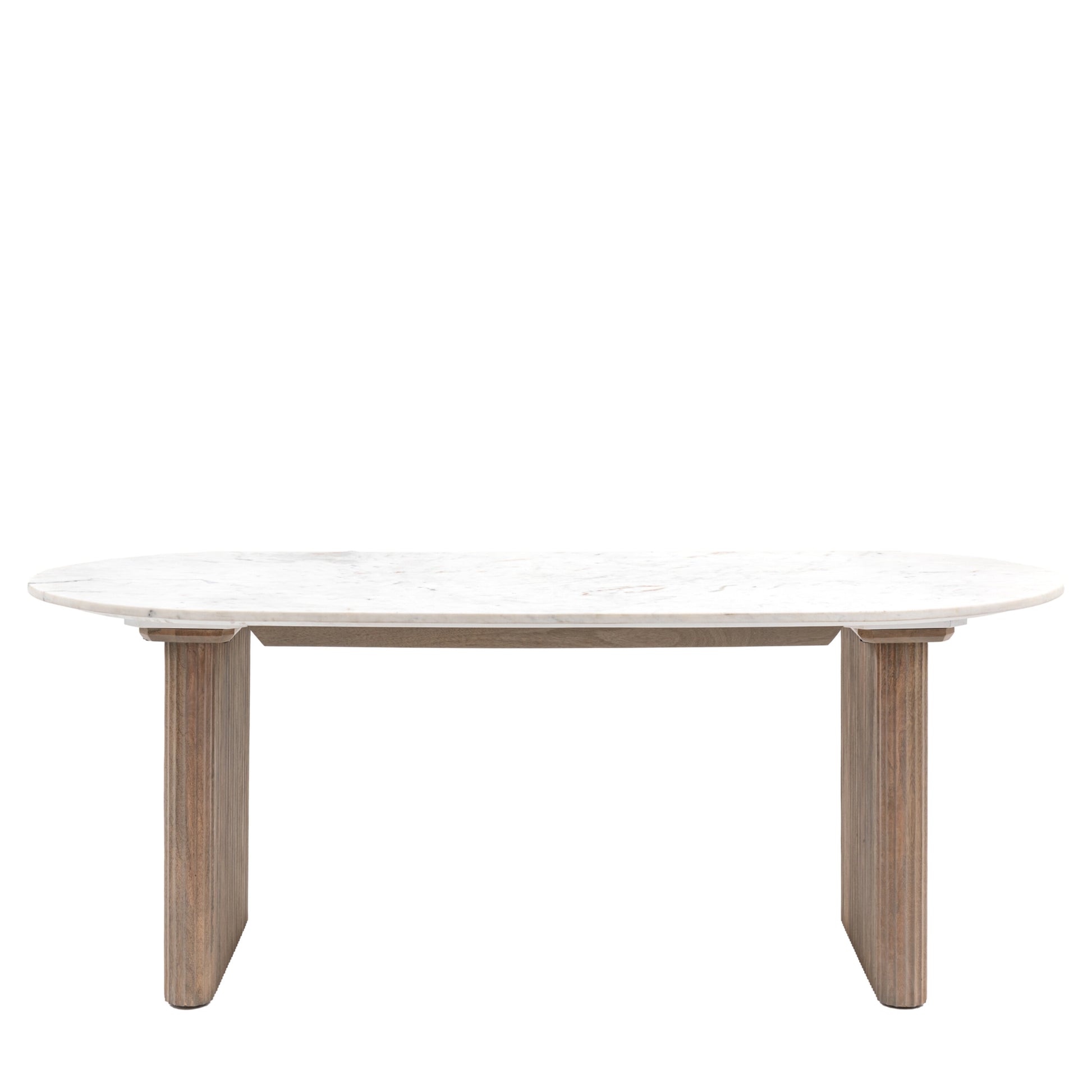 Everett Ribbed Wood And Marble Dining Table 