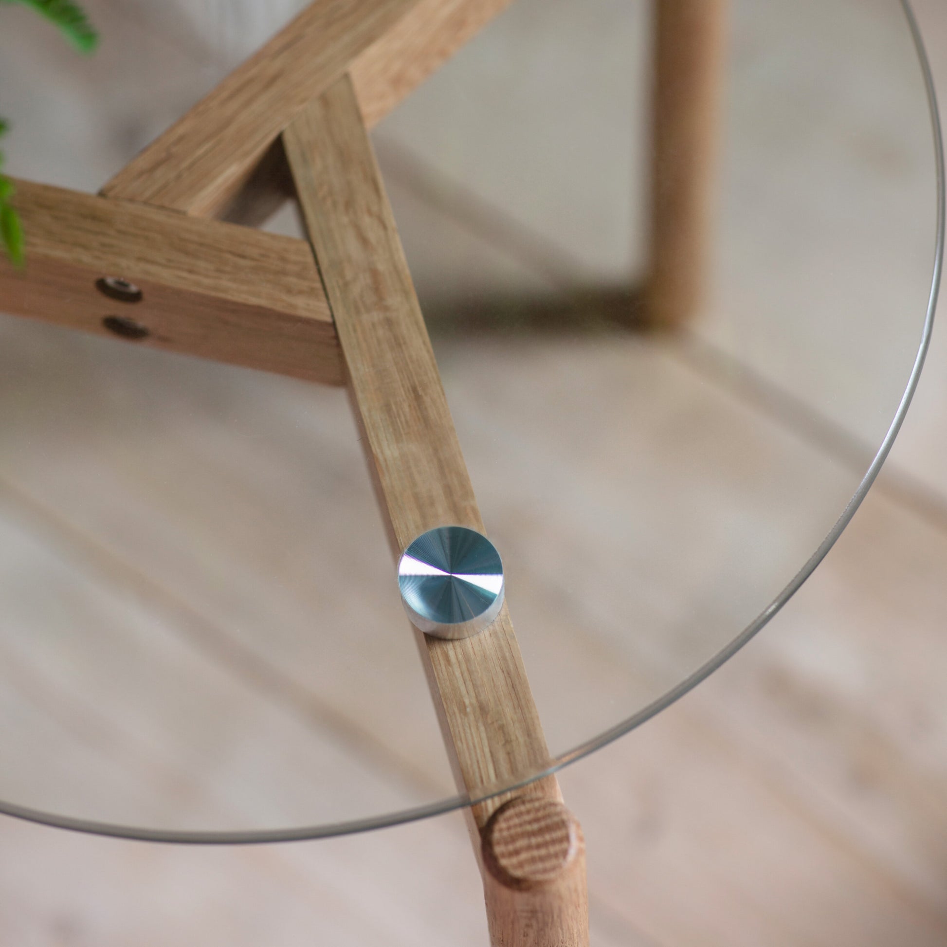 Bromley Glass Top Round Side Table | Oak