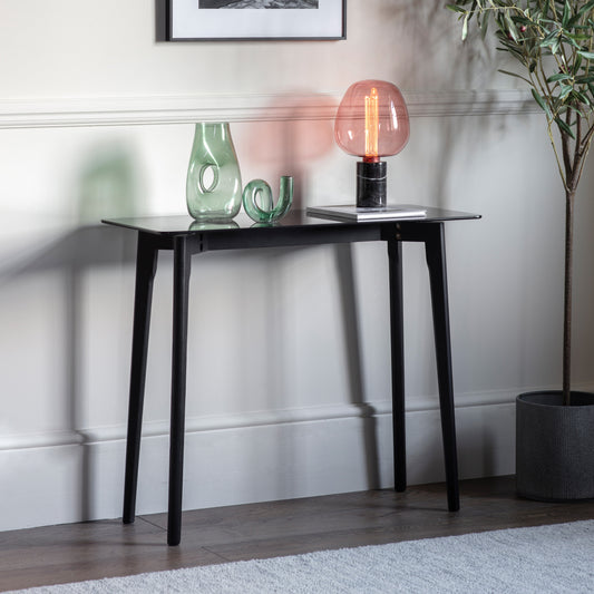 Bromley Glass Top Console Table | Black 