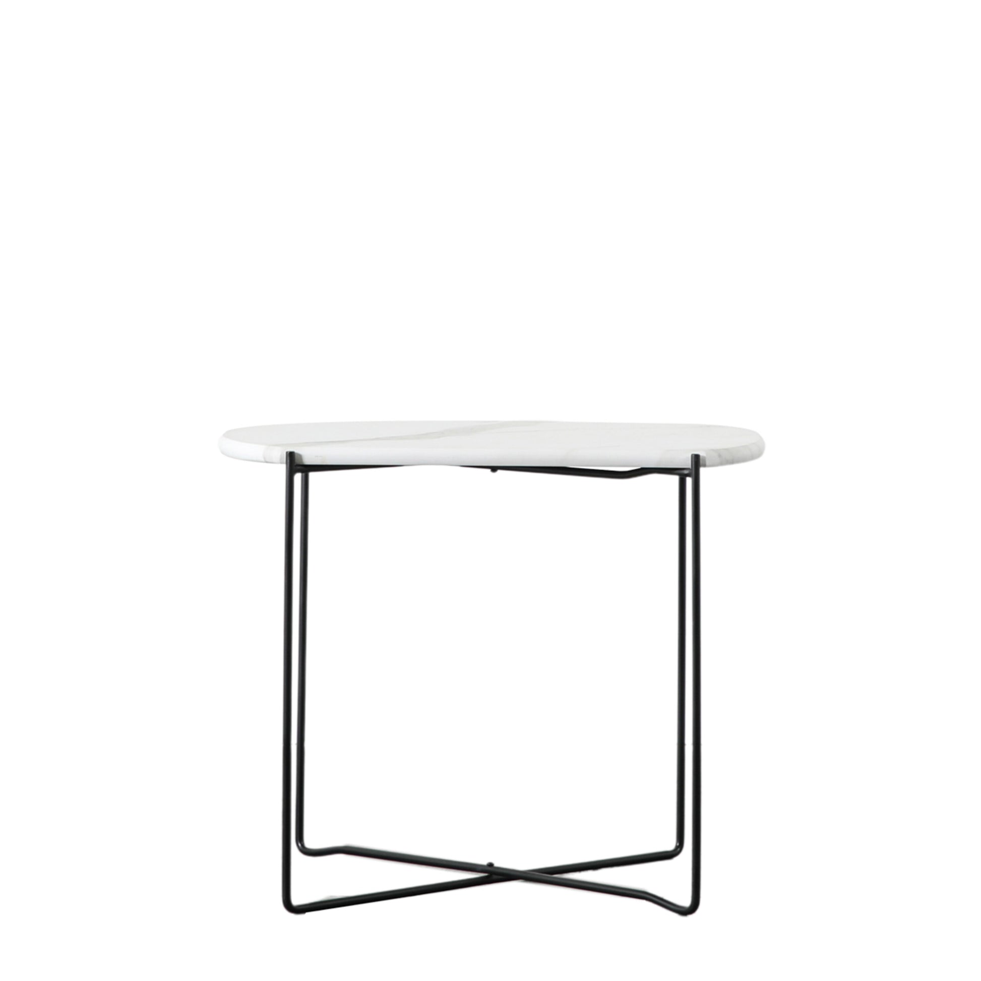 Linford Side Table | White Marble 