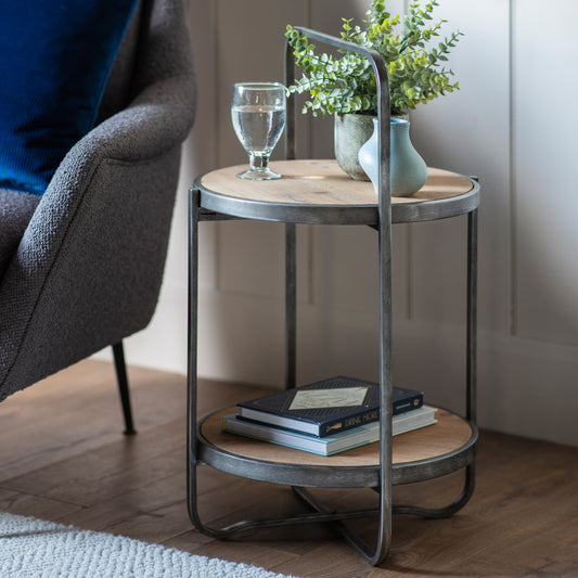 Adam Iron and Wood Side Table | Oak 