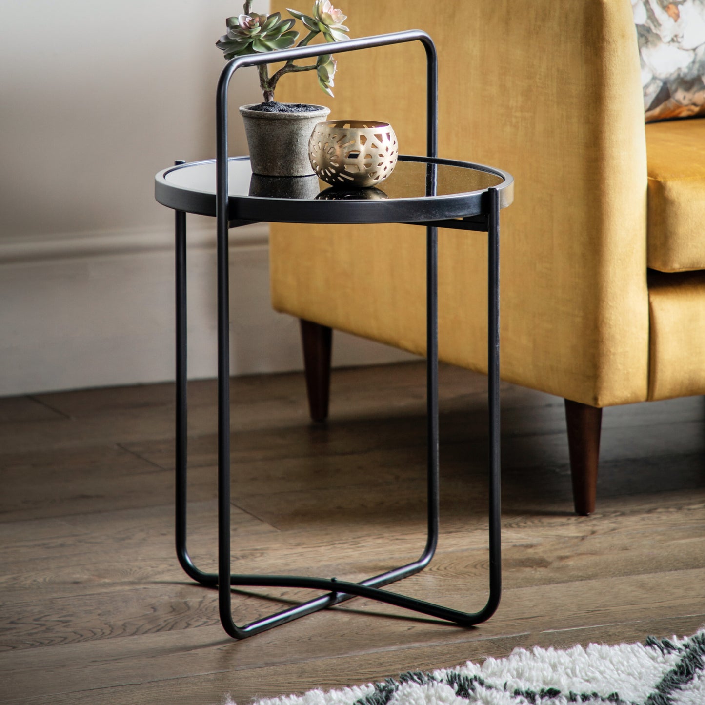 Jo Iron And Glass Side Table | Black 