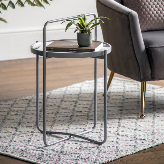 Jo Iron And Glass Side Table | Grey 