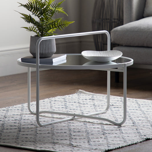 Jo Iron And Glass Coffee Table | White 