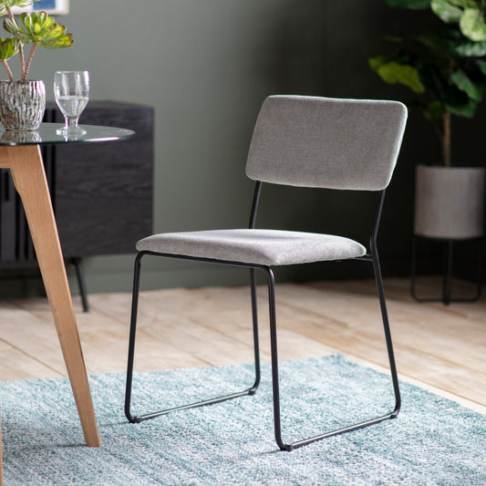 Chloe Fabric And Metal Dining Chair | Light Grey (2 Pack)