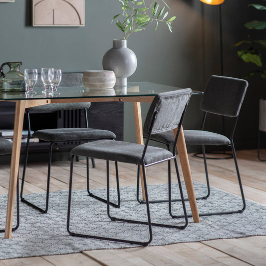 Chloe Fabric And Metal Dining Chair | Charcoal (2 Pack)