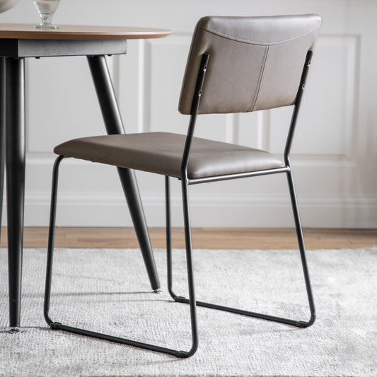 Chloe Fabric And Metal Dining Chair | Silver Faux Leather (2 Pack)