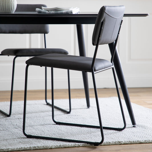 Chloe Fabric And Metal Dining Chair | Slate Faux Leather (2 Pack)