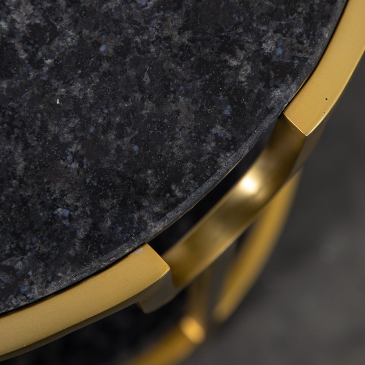 Aarav Stone And Metal Side Table | Black Granite