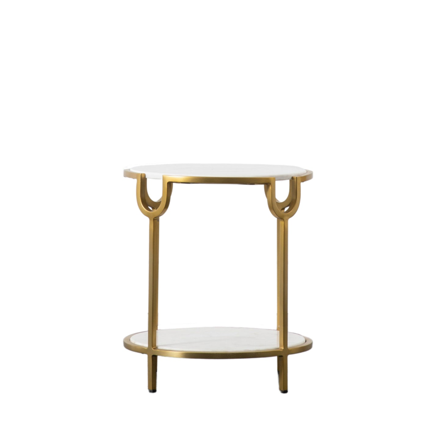 Aarav Stone And Metal Side Table | White Marble
