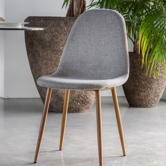 Scarlett Fabric Dining Chair | Oak / Light Grey (2 Pack)